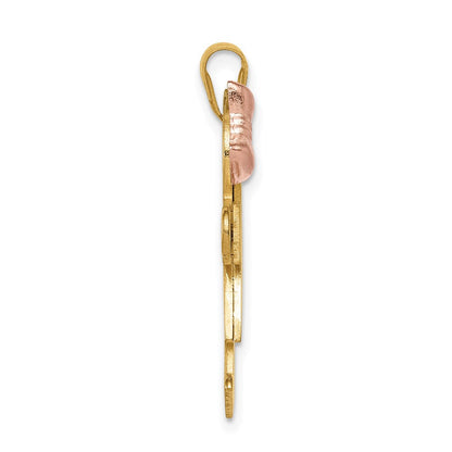 14K Tricolor 14K Tricolor Groß Mädchen auf Left und Junge auf Right Gravierbar Charm