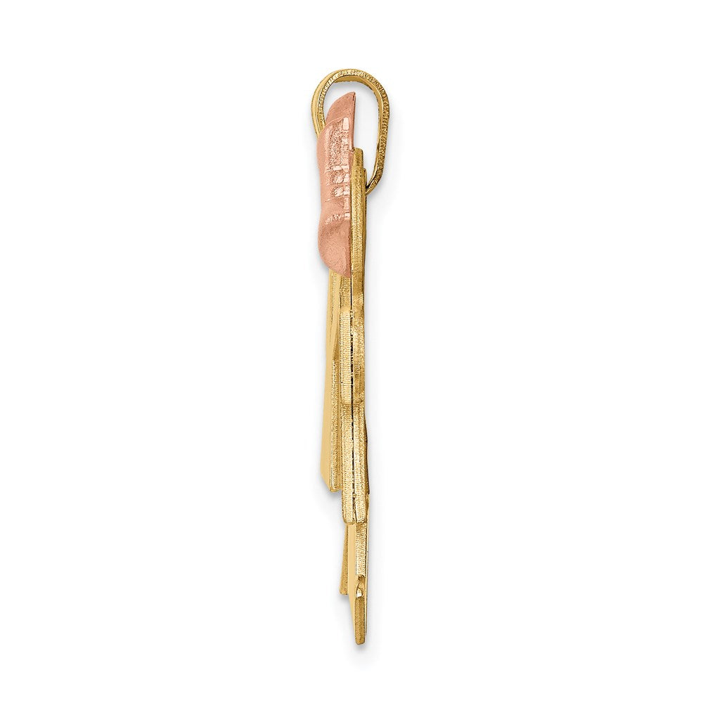 14K Bicolor Doppelt Mädchen Kinder Rosa Schleife Charm