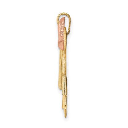 14K Bicolor Doppelt Mädchen Kinder Rosa Schleife Charm