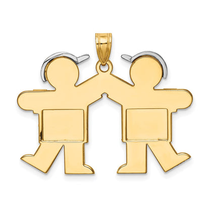 14K Bicolor 14K Bicolor Groß Doppelt Boys Gravierbar Charm