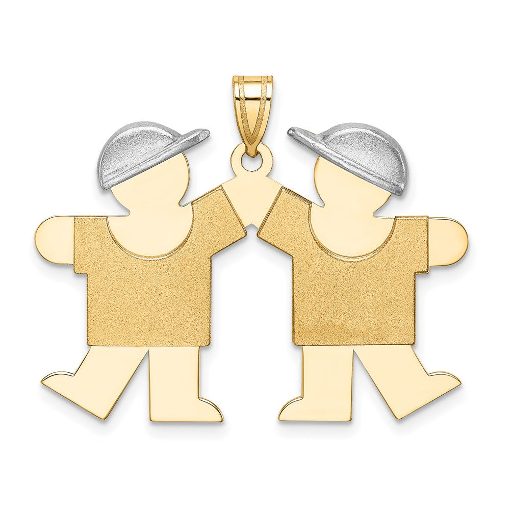 14K Bicolor 14K Bicolor Groß Doppelt Boys Gravierbar Charm