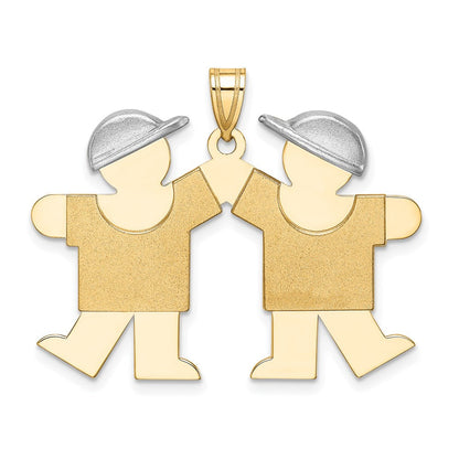 14K Bicolor 14K Bicolor Groß Doppelt Boys Gravierbar Charm