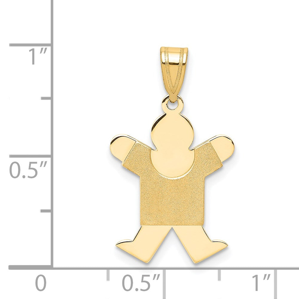 14K Gelbgold 14K Massiv Satiniert Gravierbar Junge Springend Charm