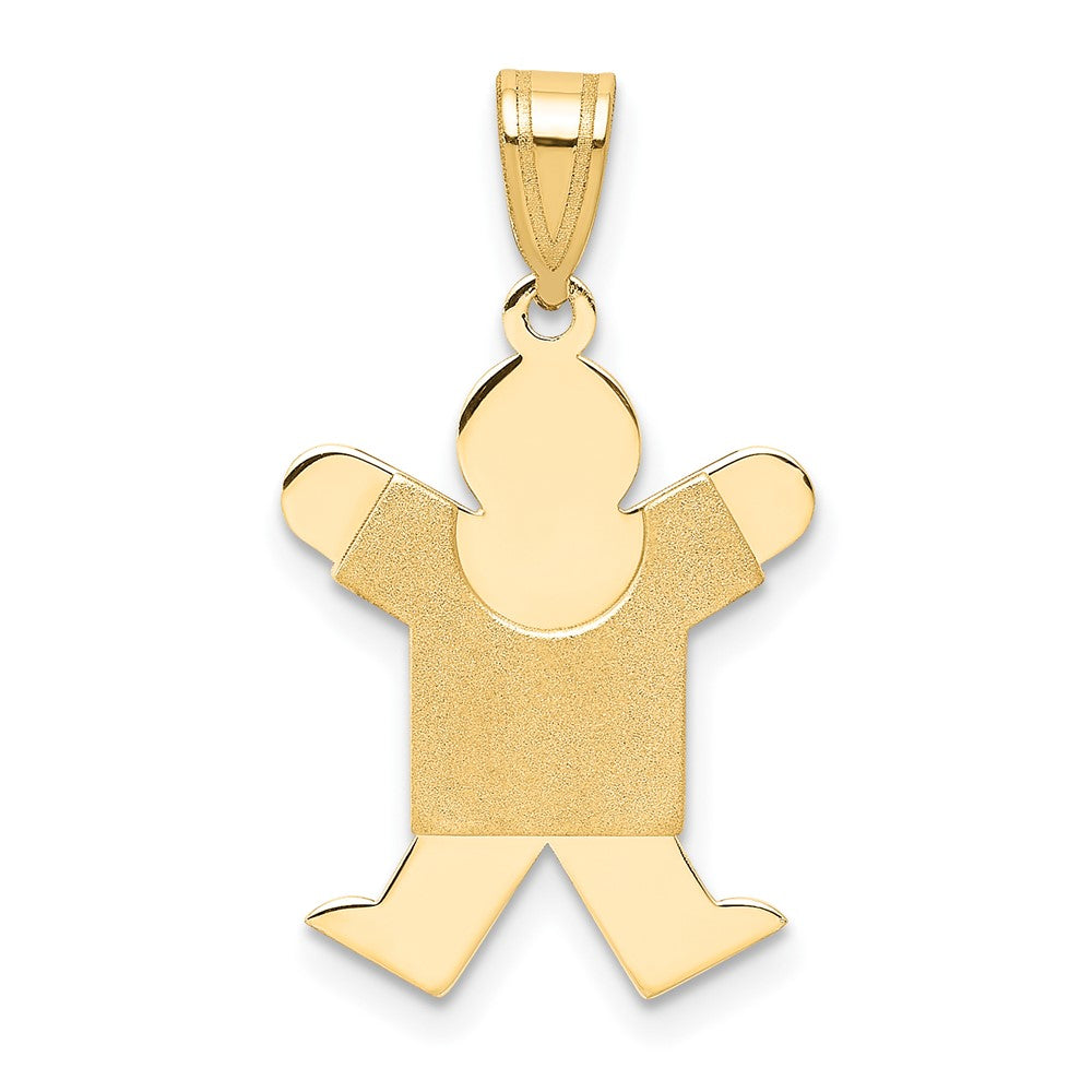 14K Gelbgold 14K Massiv Satiniert Gravierbar Junge Springend Charm