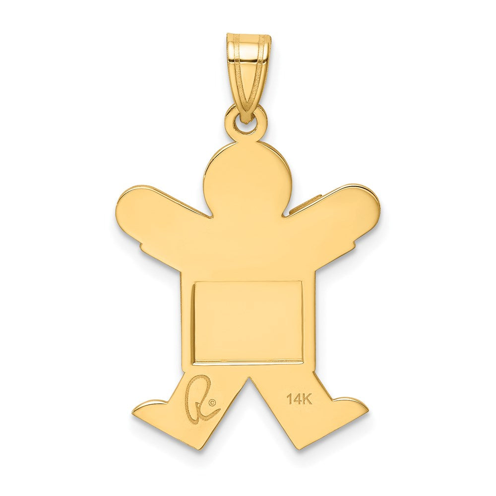 14K Gelbgold 14K Massiv Satiniert Gravierbar Junge Springend Charm