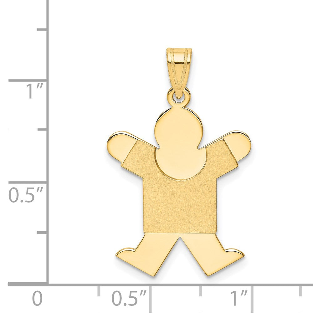 14K Gelbgold 14K Massiv Satiniert Gravierbar Junge Springend Charm