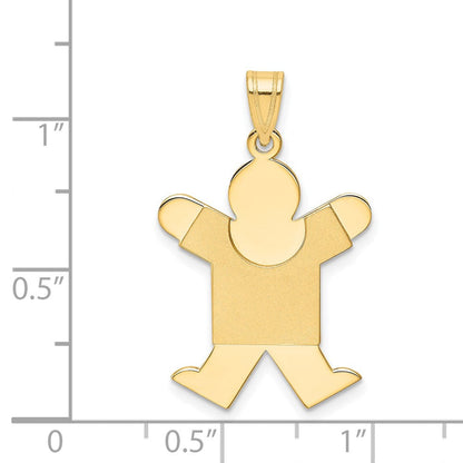 14K Gelbgold 14K Massiv Satiniert Gravierbar Junge Springend Charm
