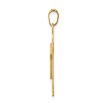 14K Gelbgold Massiver Satinierter Gravierbarer Jungen-Charm