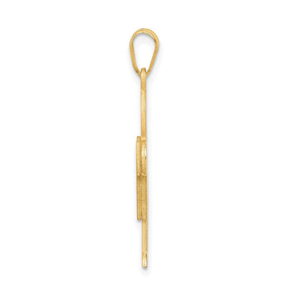 14K Gelbgold massiver Junge-Charm zum Gravieren, satiniert