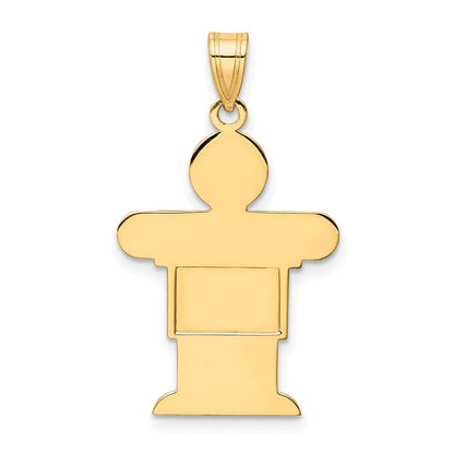 14K Gelbgold massiver Junge-Charm zum Gravieren, satiniert