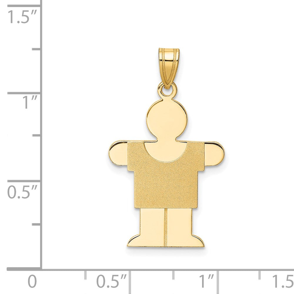 14K Gelbgold massiver Junge-Charm zum Gravieren, satiniert