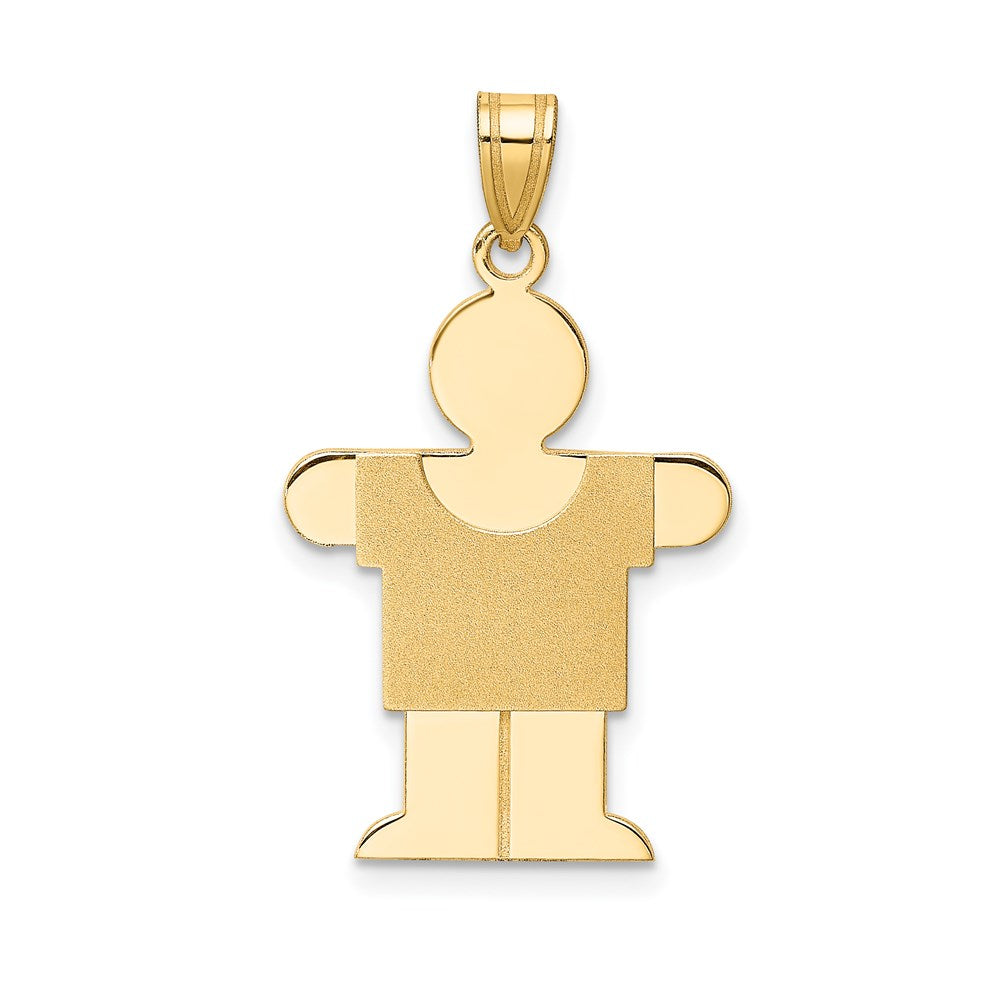 14K Gelbgold massiver Junge-Charm zum Gravieren, satiniert