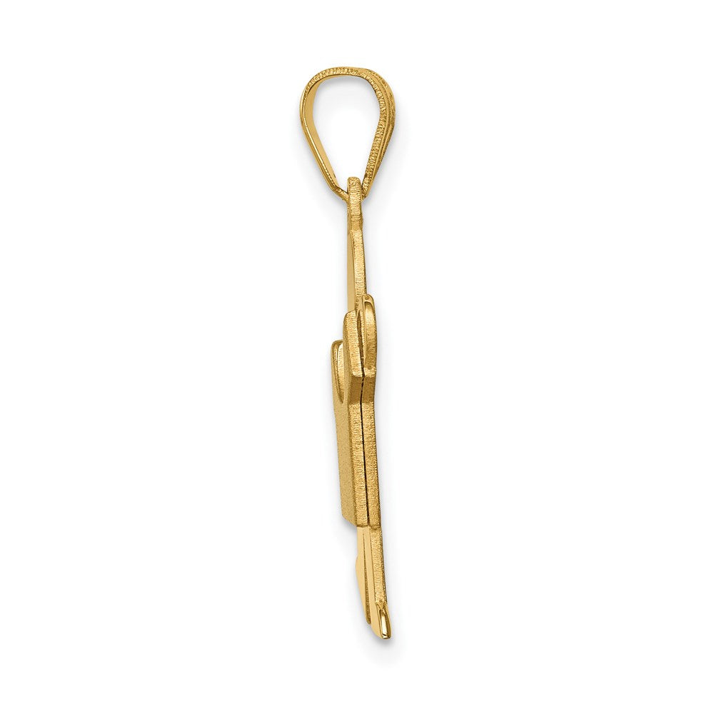 14K Gelbgold massiver satinierter gravierbarer Jungen-Charm