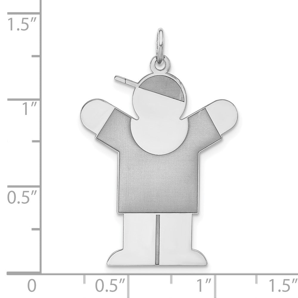 Sterlingsilber Poliert & Lasergraviert Design Liebe Junge Charm