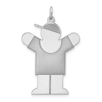 Sterlingsilber Poliert & Lasergraviert Design Liebe Junge Charm