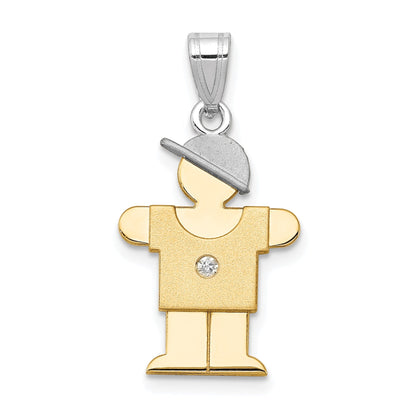 14K Bicolor Diamant-Anhänger für Kinder