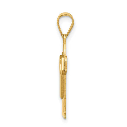 14K Gelbgold massiver satinierter gravierbarer Junge-Charm