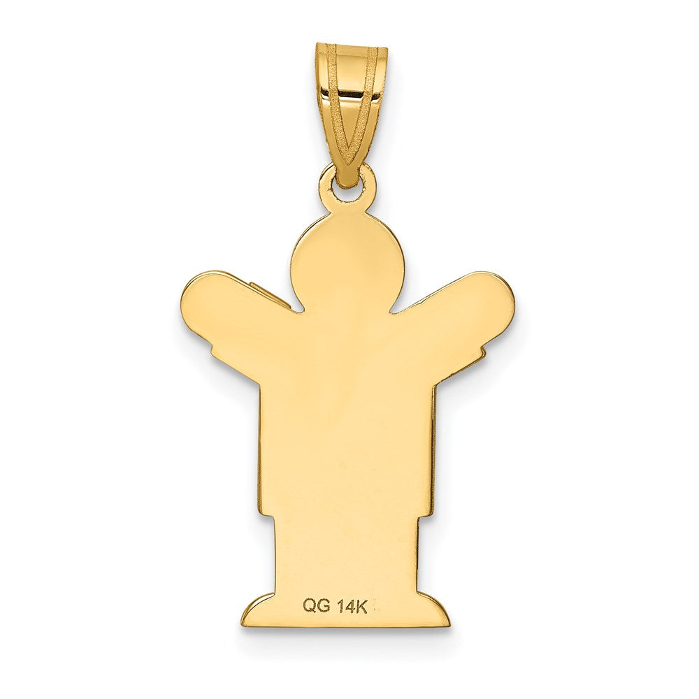 14K Gelbgold massiver satinierter gravierbarer Junge-Charm