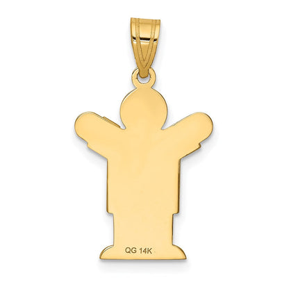 14K Gelbgold massiver satinierter gravierbarer Junge-Charm