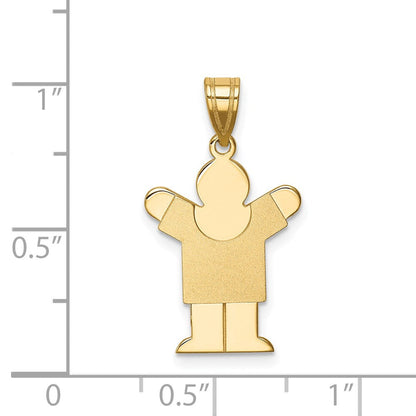 14K Gelbgold massiver satinierter gravierbarer Junge-Charm