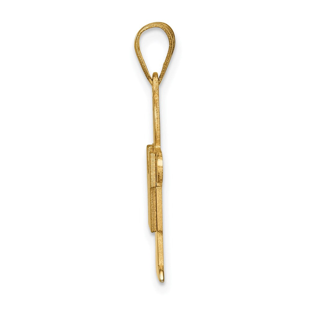 14K Gelbgold massiver Junge-Charm mit Satinfinish, gravierbar