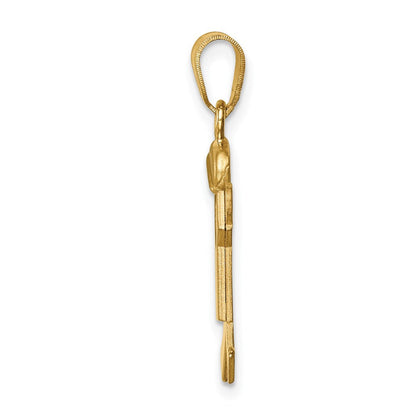 14K Bicolor Gold Kleiner Junge mit Hut auf der linken Seite Gravierbarer Charm