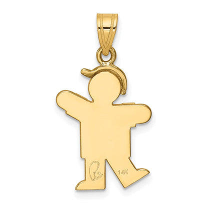 14K Bicolor Gold Kleiner Junge mit Hut auf der linken Seite Gravierbarer Charm