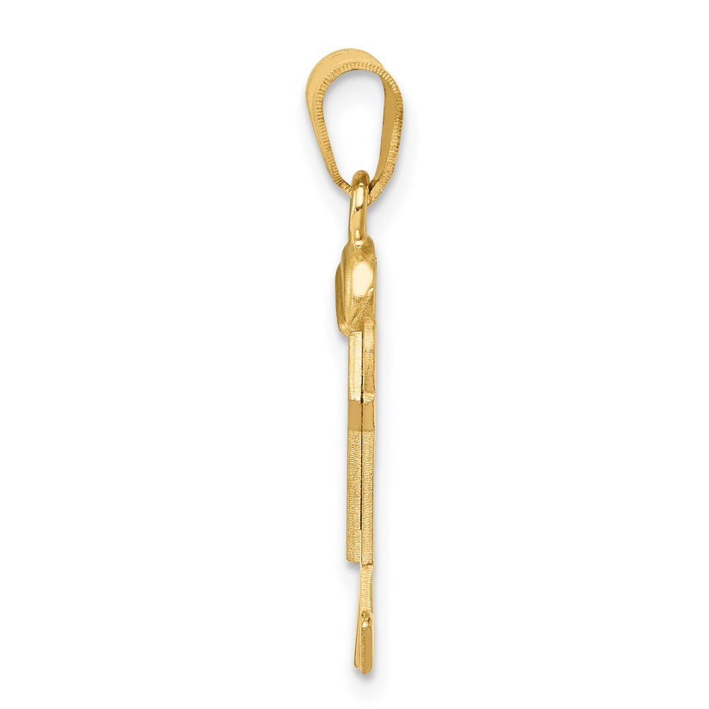 14K Gelbgold massiver eingravierbarer Junge mit Hut rechts Charm