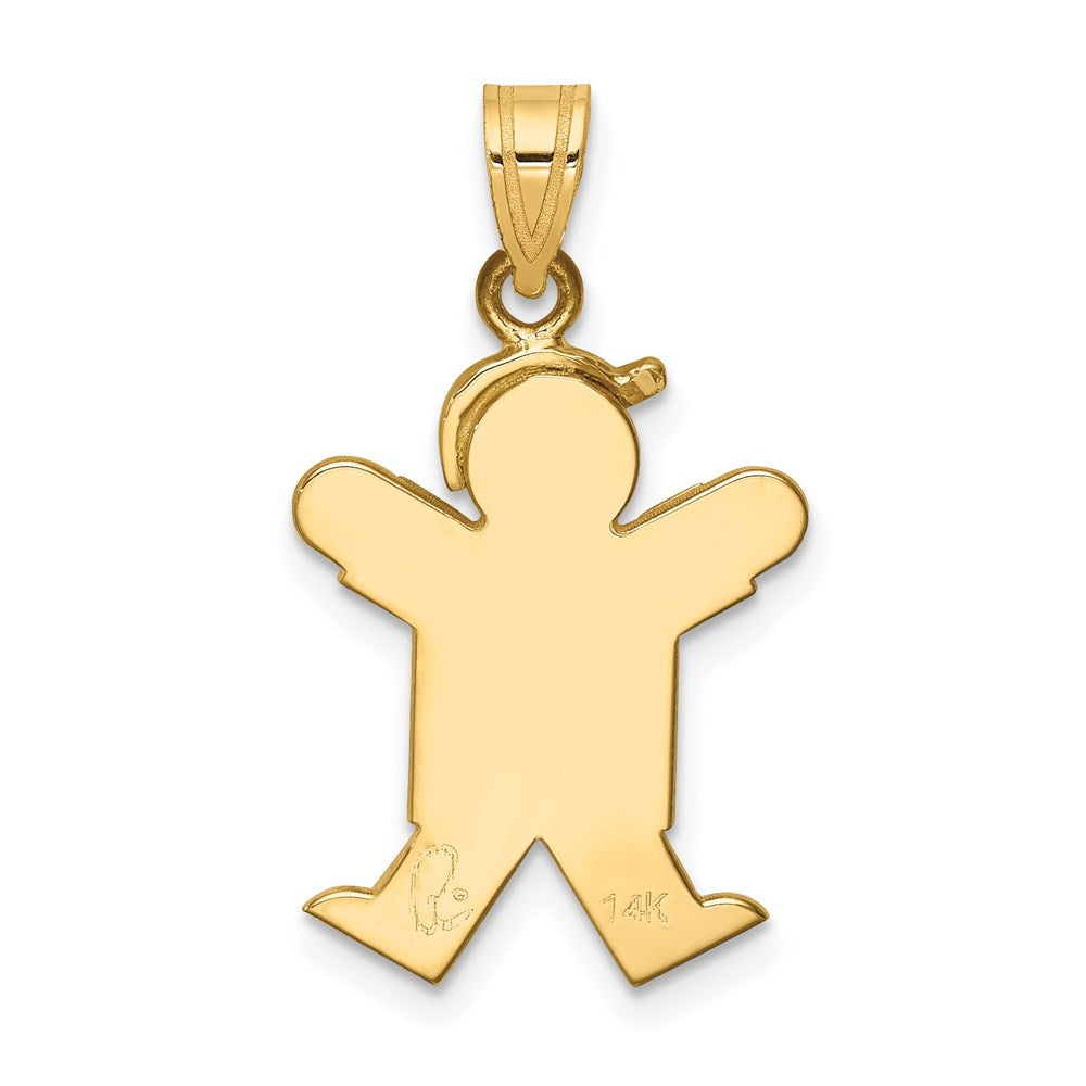 14K Gelbgold massiver eingravierbarer Junge mit Hut rechts Charm