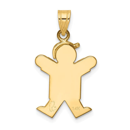 14K Gelbgold massiver eingravierbarer Junge mit Hut rechts Charm