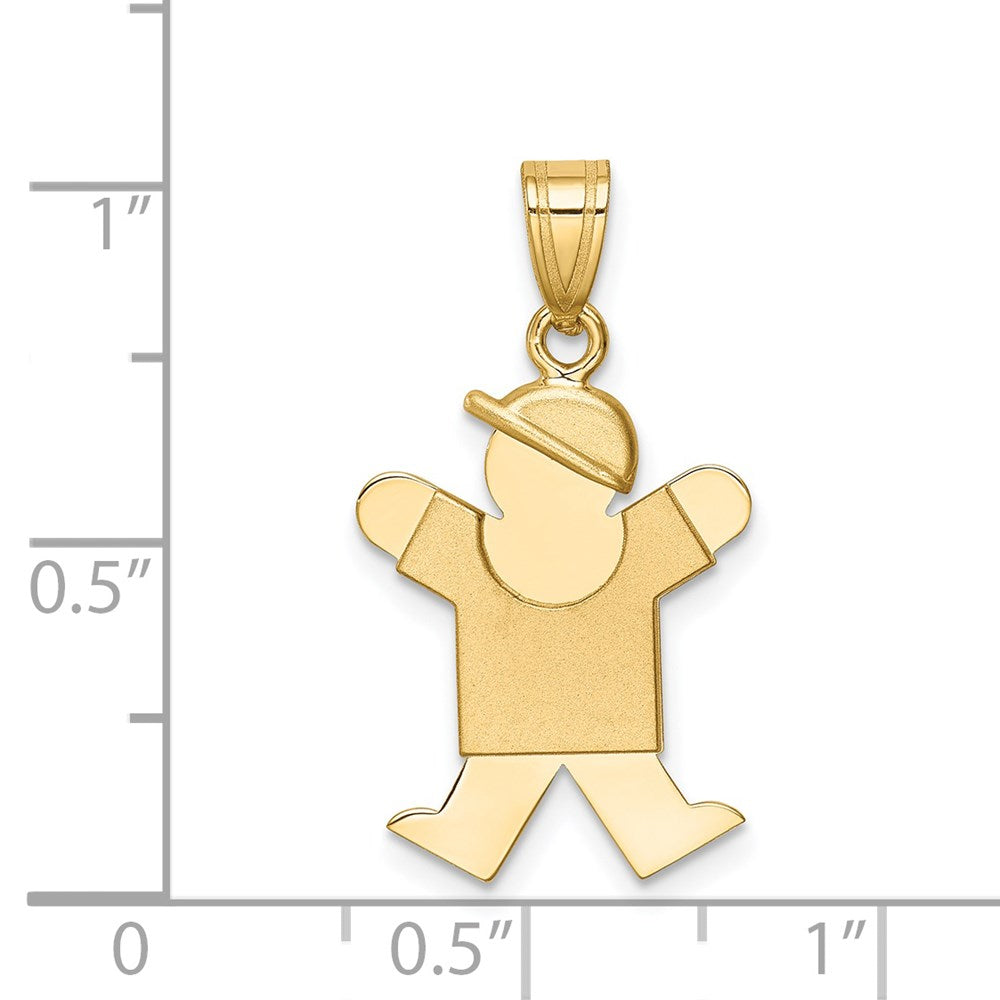 14K Gelbgold massiver eingravierbarer Junge mit Hut rechts Charm