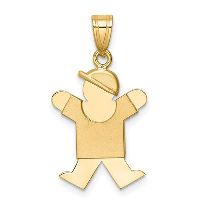 14K Gelbgold massiver eingravierbarer Junge mit Hut rechts Charm