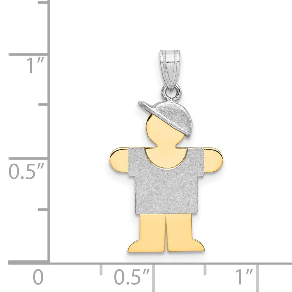 14K Bicolor-Gold Kleiner Junge mit Hut nach rechts, gravierbarer Charm