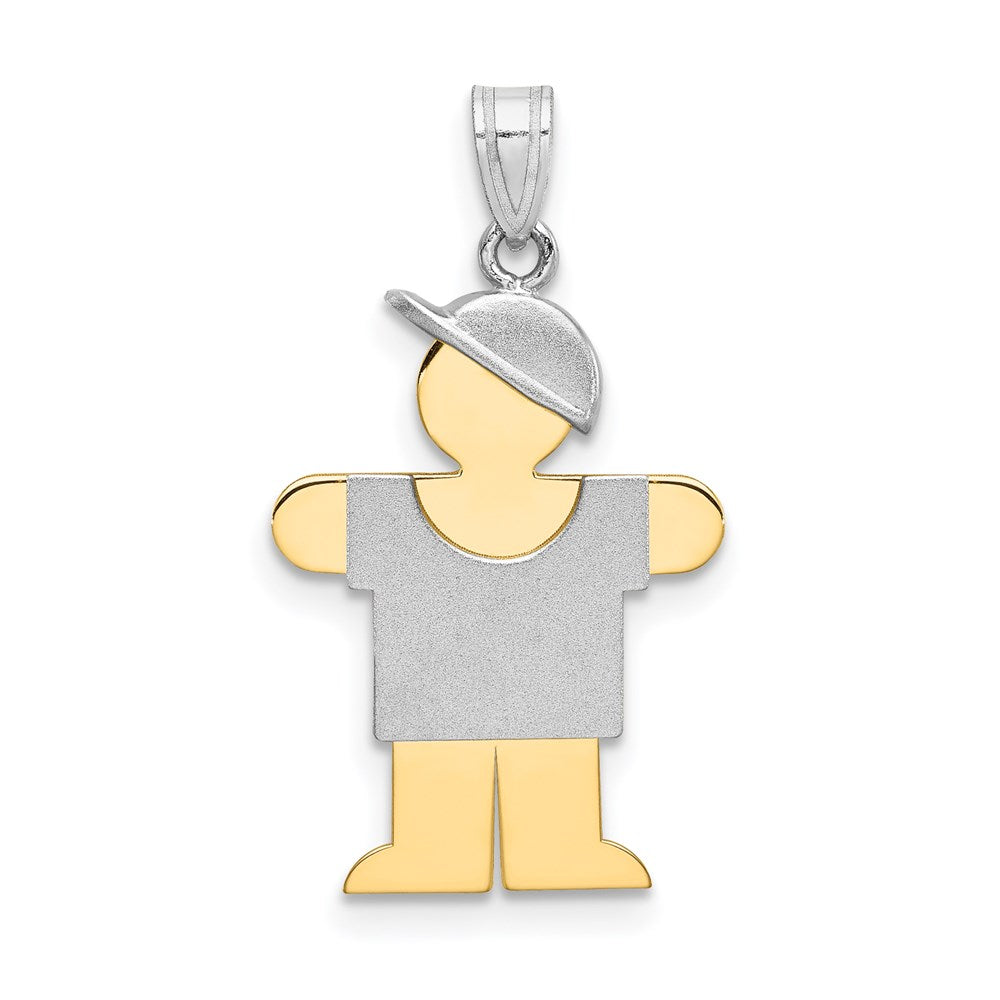 14K Bicolor-Gold Kleiner Junge mit Hut nach rechts, gravierbarer Charm