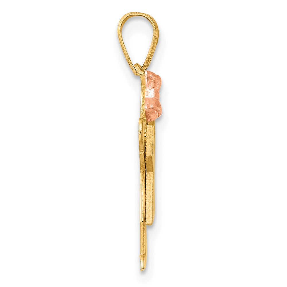 14K Bicolor-Gold Charm mit kleinem Mädchen links, gravierbar