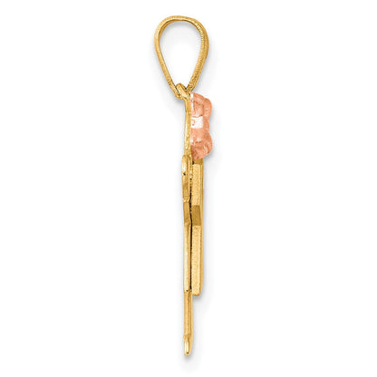 14K Bicolor-Gold Charm mit kleinem Mädchen links, gravierbar