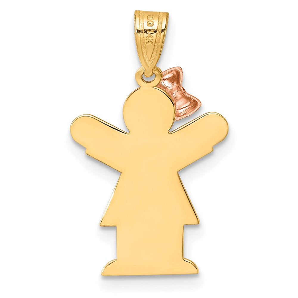 14K Bicolor-Gold Charm mit kleinem Mädchen links, gravierbar