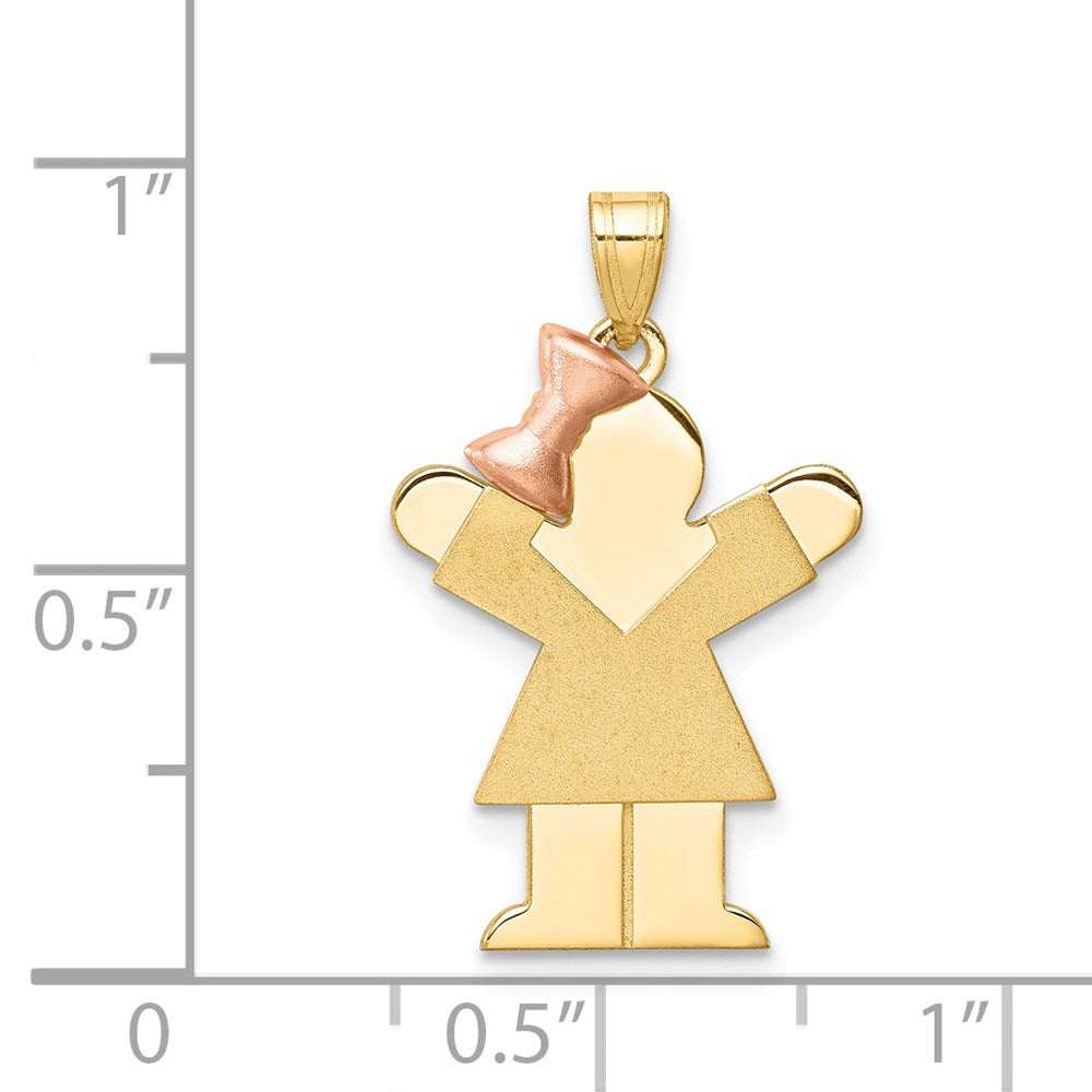 14K Bicolor-Gold Charm mit kleinem Mädchen links, gravierbar