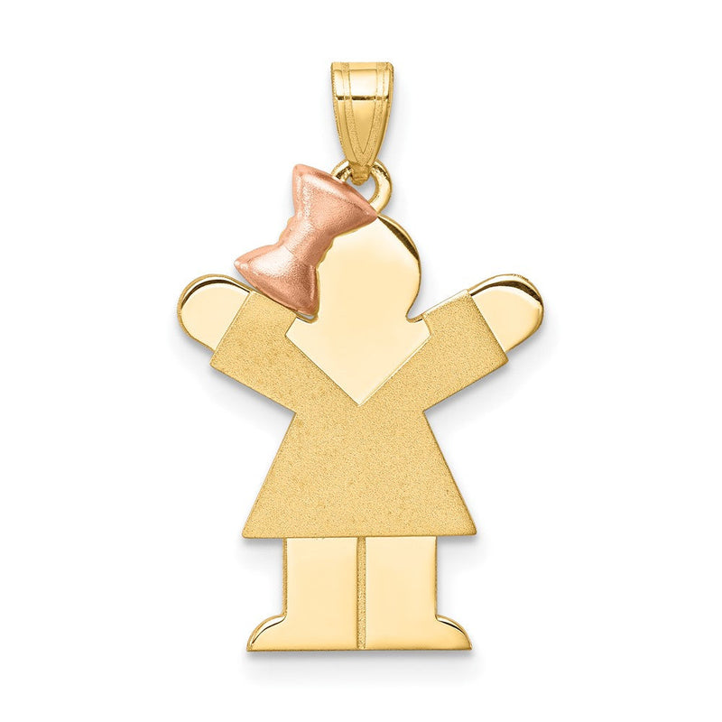14K Bicolor-Gold Charm mit kleinem Mädchen links, gravierbar
