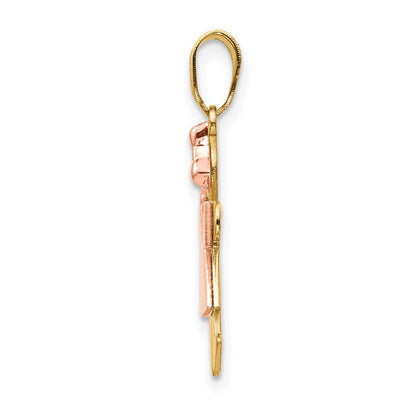 14K Bicolor-Gold Kleiner Mädchen-Charm rechtsseitig, gravierbar