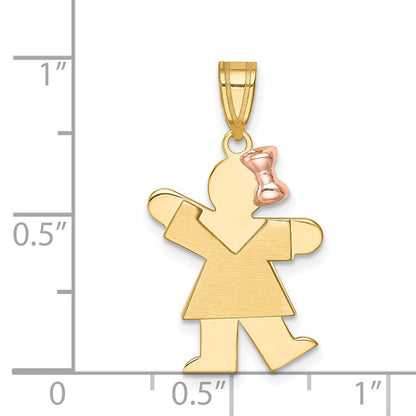14K Bicolor-Gold Kleiner Mädchen-Charm rechtsseitig, gravierbar