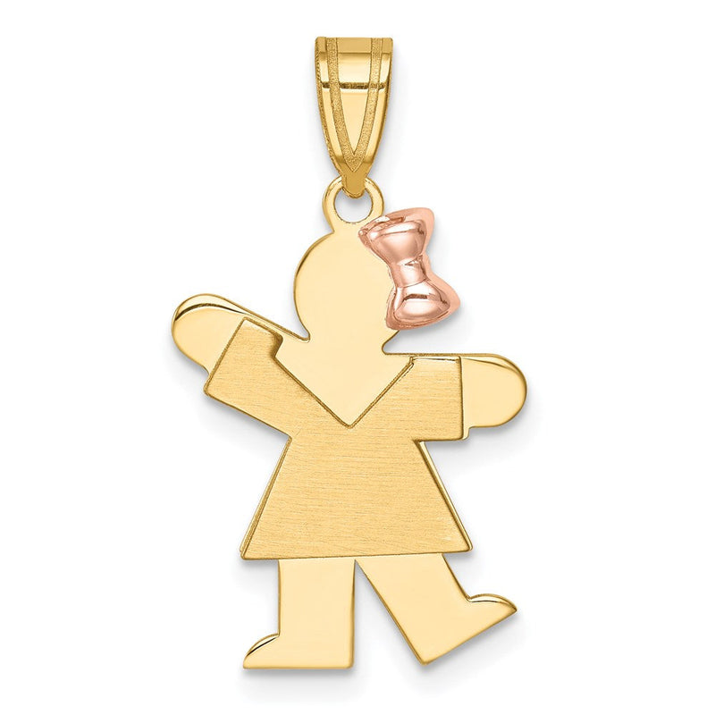 14K Bicolor-Gold Kleiner Mädchen-Charm rechtsseitig, gravierbar