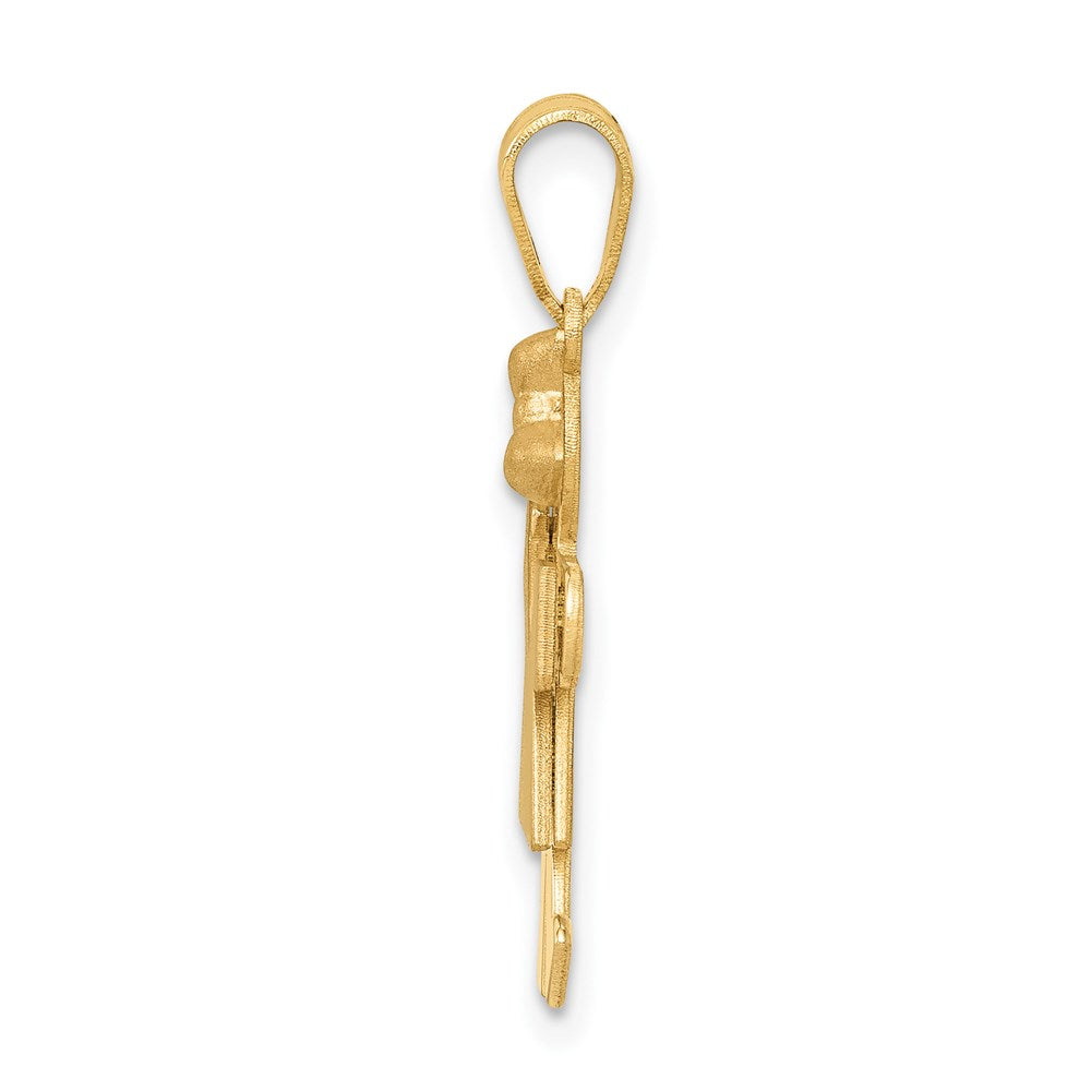14K Zweifarbiges Gold Kleines Mädchen mit Schleife rechts, gravierbarer Charm
