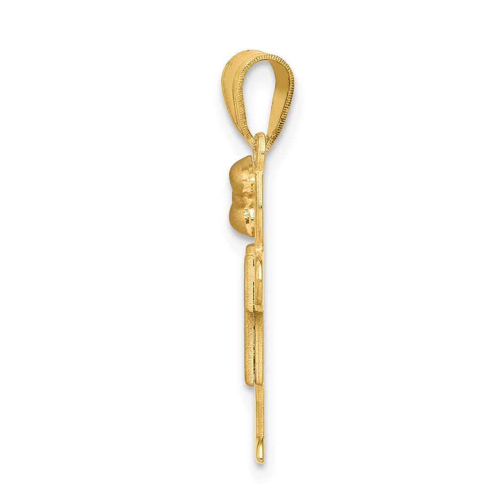 14K Bicolor-Gold Bicolor-Gold Kleines Mädchen mit Schleife links gravierbarer Charm