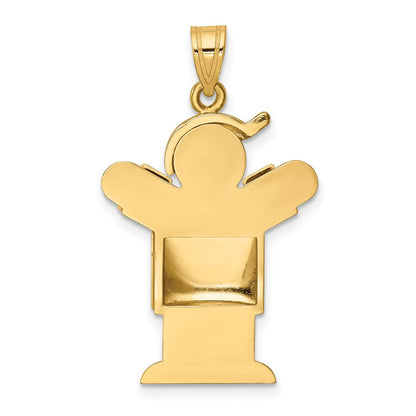 14K Gelbgold Charm „Gepolsterter Junge mit Hut nach rechts", gravierbar