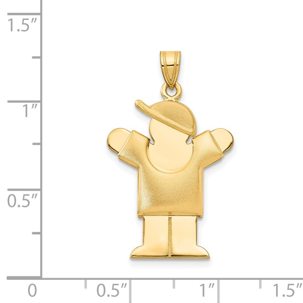14K Gelbgold Charm „Gepolsterter Junge mit Hut nach rechts", gravierbar