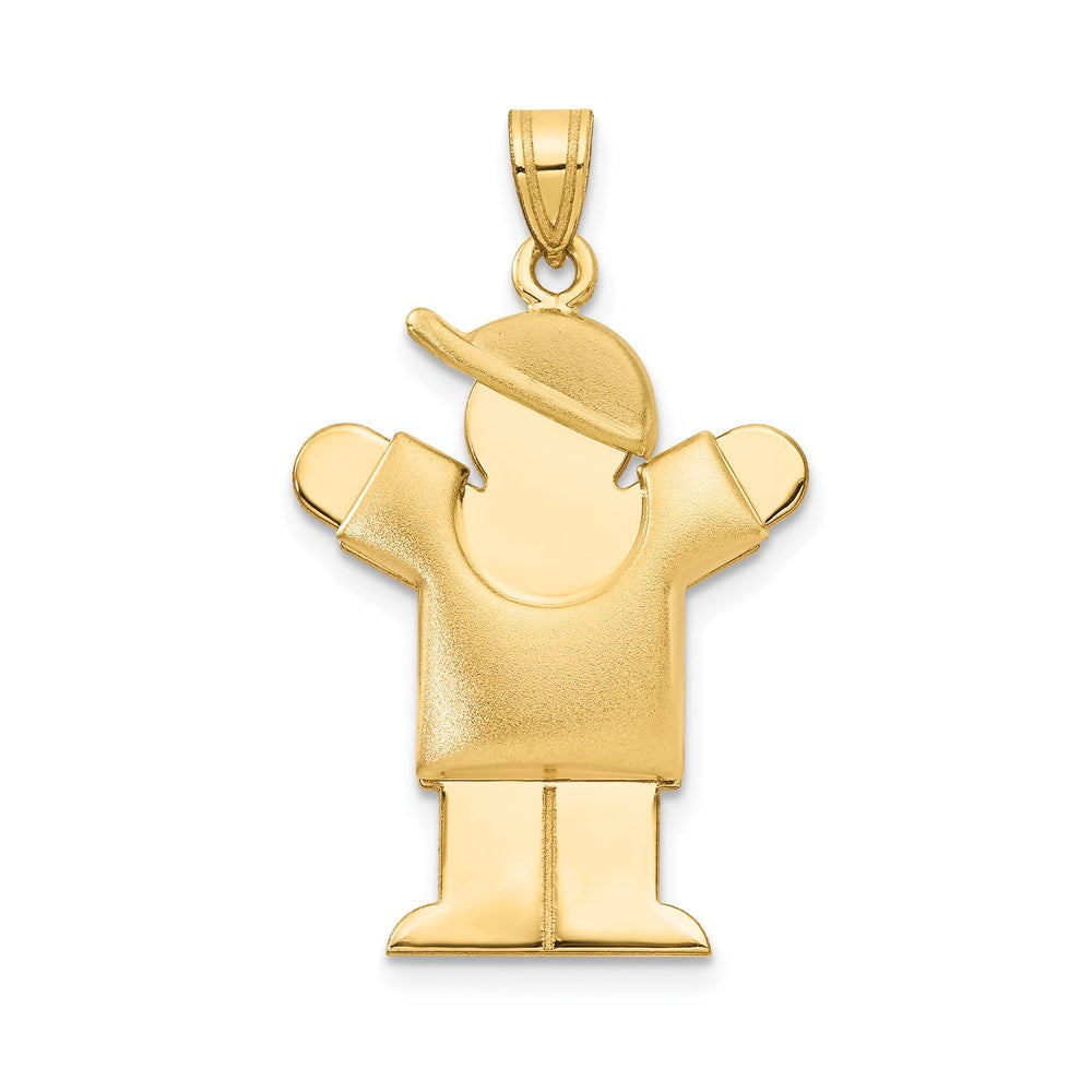 14K Gelbgold Charm „Gepolsterter Junge mit Hut nach rechts", gravierbar
