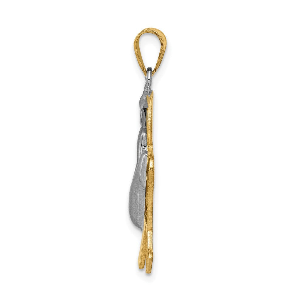 14K Bicolor Gold gewölbter Charm „Junge mit Hut nach links“, gravierbar