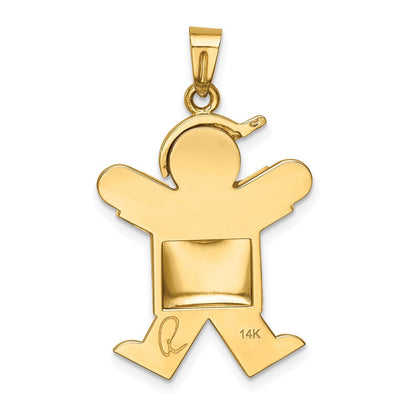 14K Gelbgold Charm "Junge mit Hut" (gewölbt), rechts gravierbar