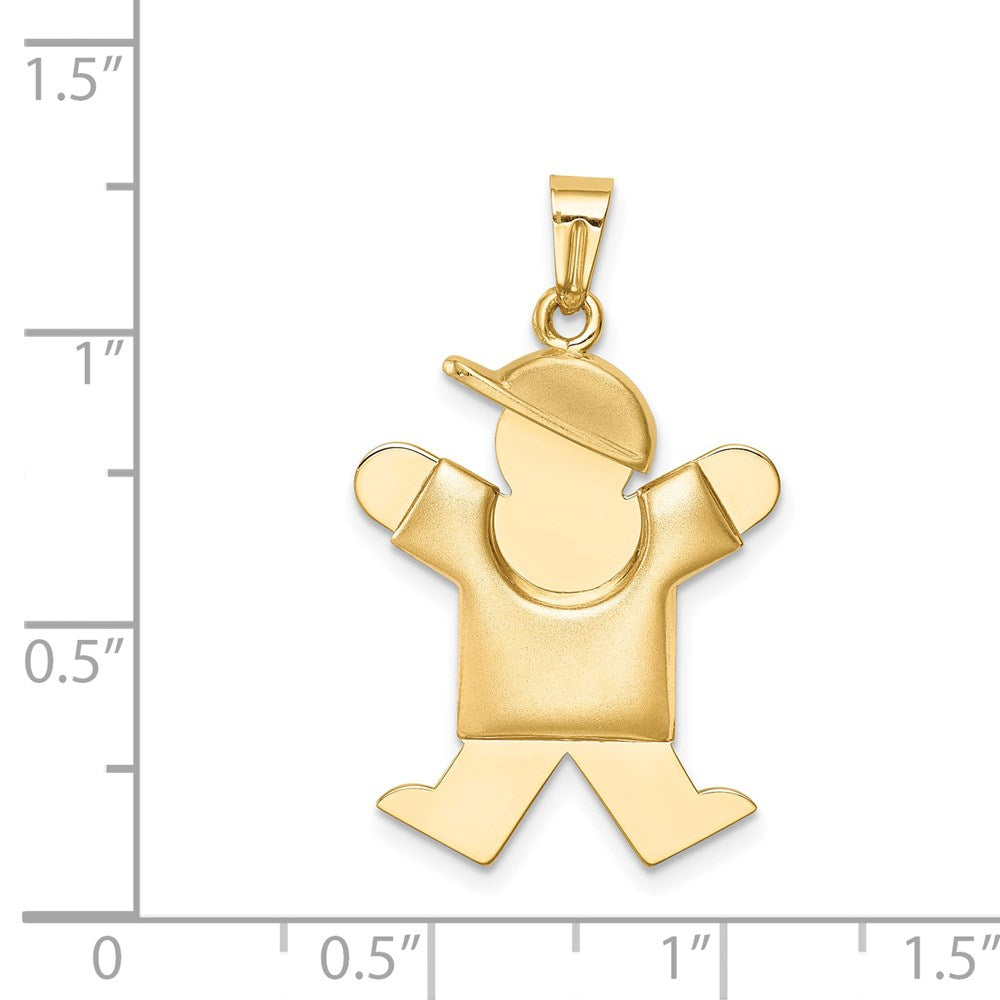 14K Gelbgold Charm "Junge mit Hut" (gewölbt), rechts gravierbar